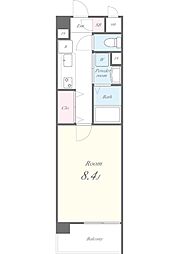 京王線 調布駅 徒歩8分の賃貸マンション 1階1Kの間取り