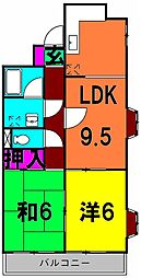 お花茶屋パークハイツ 2階2LDKの間取り