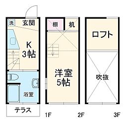 京成本線 国府台駅 徒歩18分の賃貸アパート 1階1Kの間取り