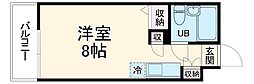名古屋市営名城線 名古屋大学駅 徒歩14分の賃貸マンション 1階ワンルームの間取り