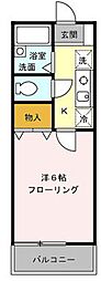 ウエルカム 1Kの間取図画像