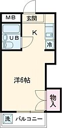 京王線 千歳烏山駅 徒歩1分の賃貸マンション 2階1Kの間取り