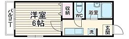 東武東上線 和光市駅 徒歩15分の賃貸アパート 1階1Kの間取り