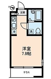 西武新宿線 沼袋駅 徒歩13分の賃貸マンション 1階ワンルームの間取り