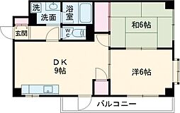 サンテラス司 1階2DKの間取り