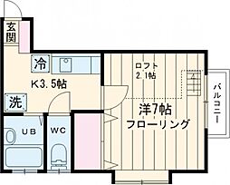 京王線 上北沢駅 徒歩7分の賃貸アパート 2階1Kの間取り