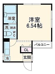 フェリーチェヴィータ 1階ワンルームの間取り