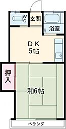 京王線 柴崎駅 徒歩12分の賃貸アパート 2階1DKの間取り
