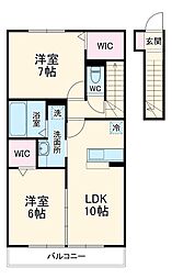 京成本線 菅野駅 徒歩13分の賃貸アパート 2階2LDKの間取り