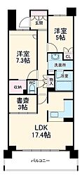 名古屋市営名城線 自由ヶ丘駅 徒歩11分の賃貸マンション 3階2SLDKの間取り