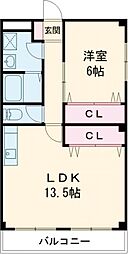パストラルヒルズ 2階1LDKの間取り