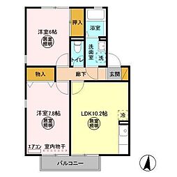 サンハイム富士山D 2LDKの間取図画像