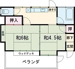 竹谷貸家 1階2Kの間取り