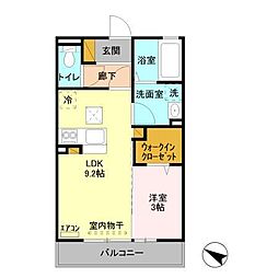 JR常磐線 勝田駅 バス25分 房田下車 徒歩3分の賃貸アパート 1階1LDKの間取り