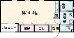 ＲｏＣａ 1階ワンルームの間取り