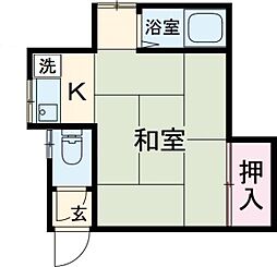 浅見荘 2階1Kの間取り