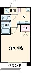 京王線 千歳烏山駅 徒歩15分の賃貸マンション 2階1Kの間取り