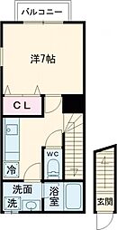 京王線 仙川駅 徒歩15分の賃貸アパート 2階1Kの間取り