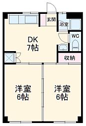 名古屋市営東山線 本山駅 徒歩5分の賃貸マンション 1階2DKの間取り