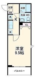 北総鉄道 矢切駅 徒歩10分の賃貸マンション 3階1Kの間取り