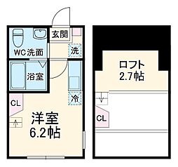 東急東横線 大倉山駅 徒歩6分の賃貸アパート 1階ワンルームの間取り
