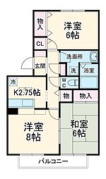 コートエスペランサ　Ｅ 2階2LDKの間取り