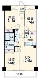 パークレジデンス市川 1階3LDKの間取り