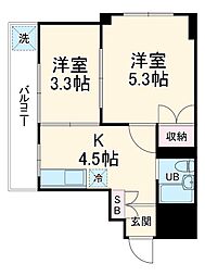 ユートピアマンション 3階2Kの間取り