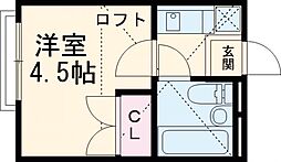 東武東上線 下赤塚駅 徒歩8分の賃貸アパート 2階ワンルームの間取り
