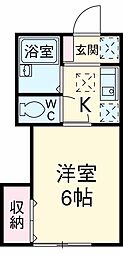アルカディア 1階1Kの間取り