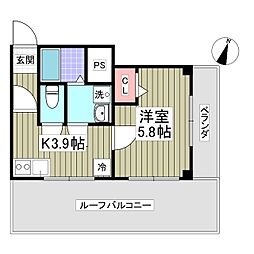 東京メトロ有楽町線 地下鉄成増駅 徒歩19分の賃貸マンション 3階1Kの間取り