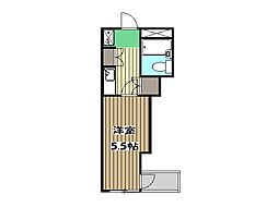 東武東上線 成増駅 徒歩10分の賃貸マンション 5階1Kの間取り