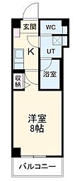 名古屋市営東山線 一社駅 徒歩1分の賃貸マンション 2階1Kの間取り