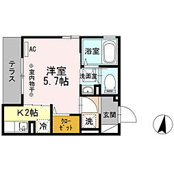 京成押上線 京成立石駅 徒歩10分の賃貸アパート 1階1Kの間取り
