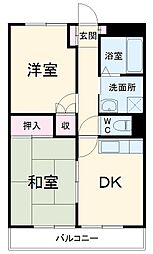 シャイネン市川 2階2DKの間取り
