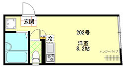 京成本線 京成高砂駅 徒歩5分の賃貸アパート 2階ワンルームの間取り