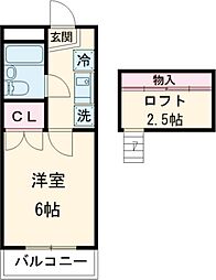 あかるハイム19 1階1Kの間取り