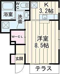 コートダジュール 1階1Kの間取り