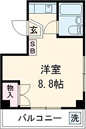 東武東上線 下赤塚駅 徒歩7分の賃貸マンション 3階ワンルームの間取り