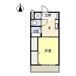 第二コスミック東光 3階1DKの間取り