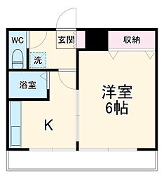 名古屋市営東山線 一社駅 徒歩9分の賃貸マンション 1階1Kの間取り