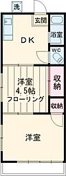 JR中央線 武蔵境駅 徒歩10分の賃貸アパート 1階2DKの間取り