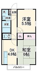 京成本線 勝田台駅 徒歩5分の賃貸アパート 1階2DKの間取り