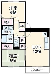 京成本線 八千代台駅 徒歩17分の賃貸アパート 1階2LDKの間取り