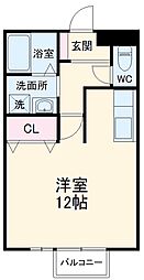 アークバレー ワンルームの間取図画像