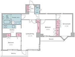 レジディア文京音羽 2階3LDKの間取り