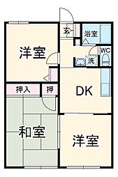 グランメール萱田 1階3DKの間取り