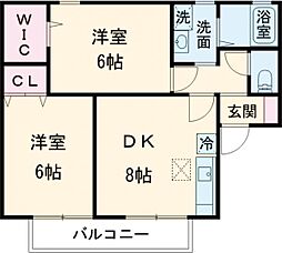 グラン・メール 1階2DKの間取り