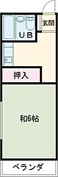 ゆきコーポ 2階1Kの間取り