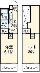 ピアッフェ 3階1Kの間取り